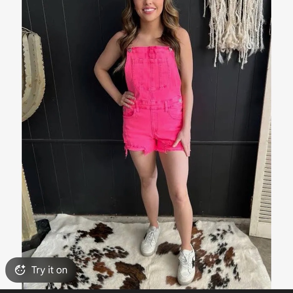 Women's Pink Denim Overalls